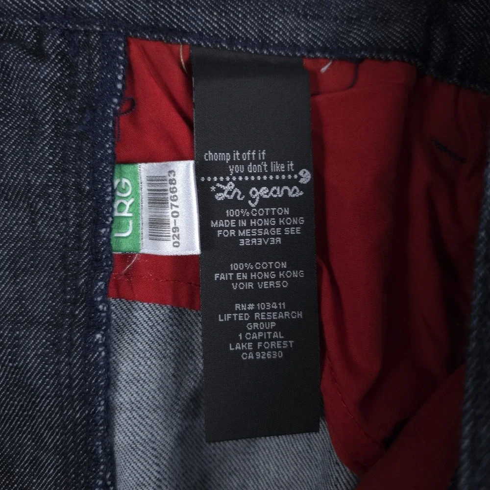 Lifted Research Group Denim Jeans Mens‎ 46 (Fits 43x33) Blue Baggy Y2K Hip Hop